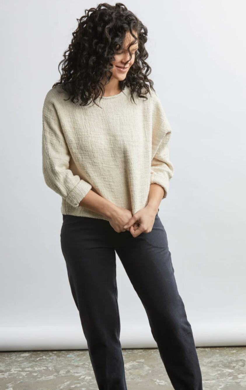 Jamie + the Jones orange or coral medium weight handwoven T sweater